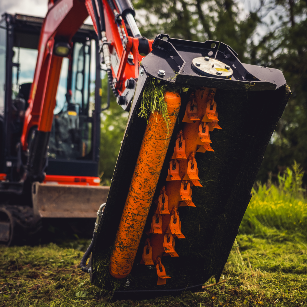 Close up of the flails on a Hardlife Flail Mower