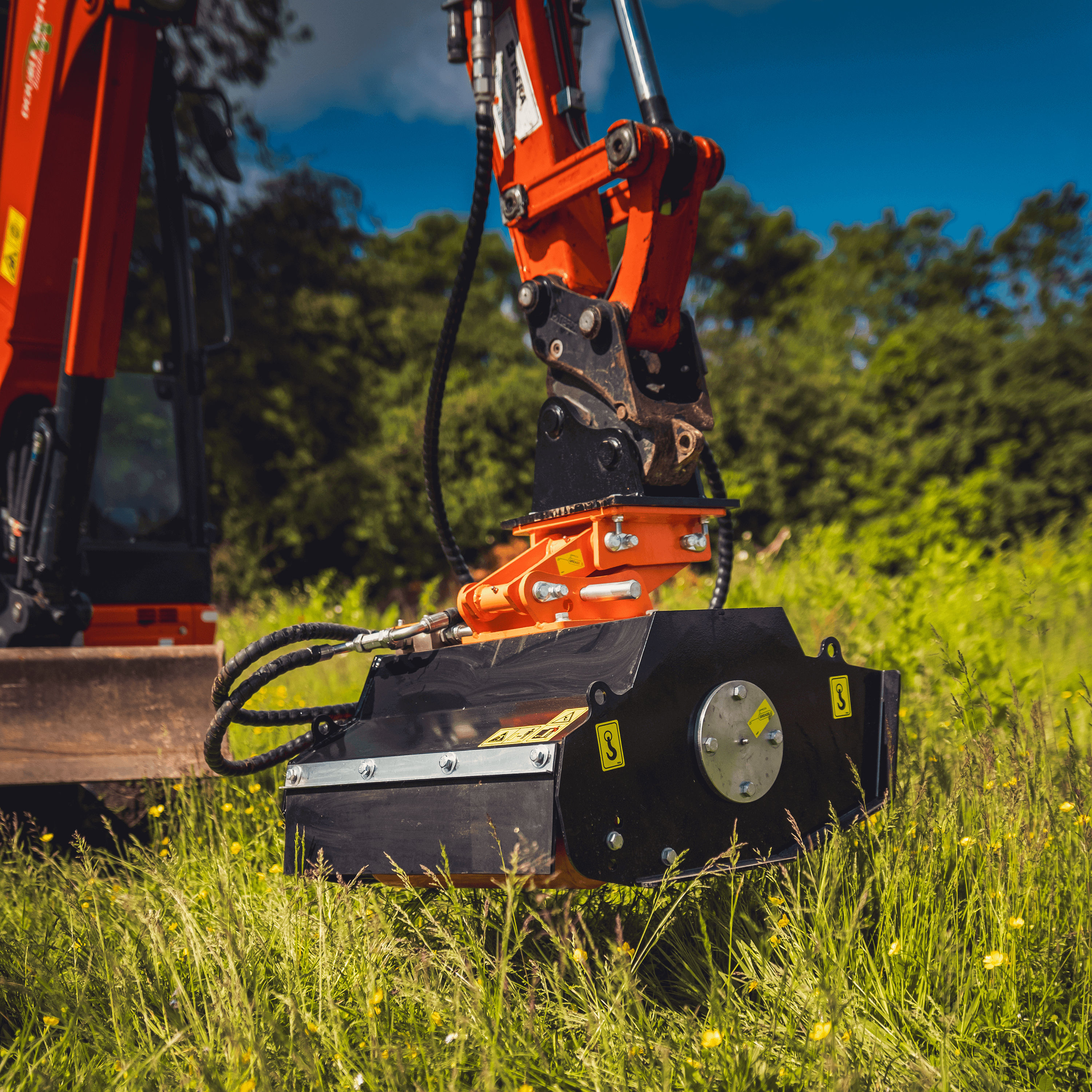 Hardlife Flail mower shown cutting grass